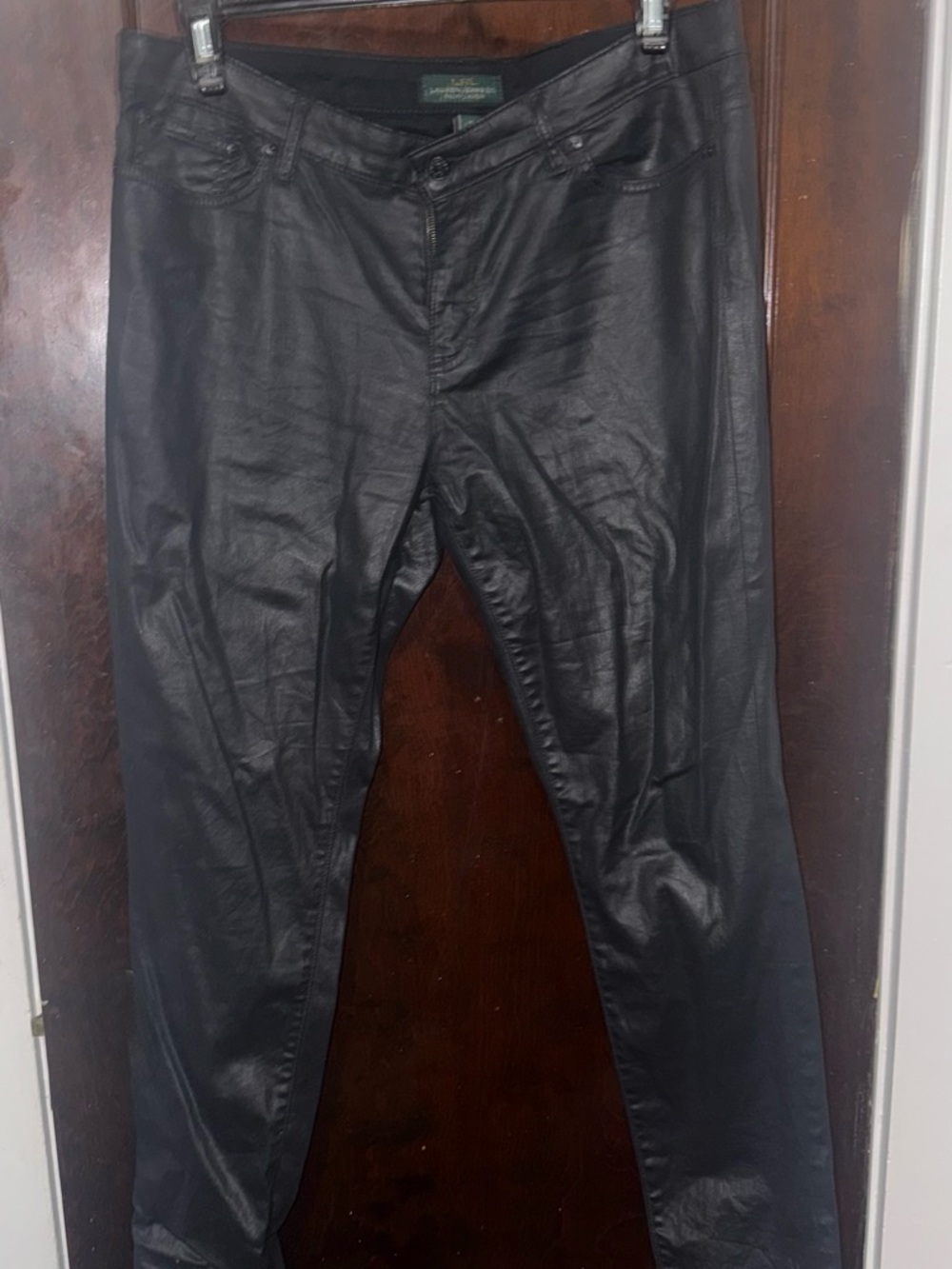 Ralph Lauren Black Faux Leather Jeans